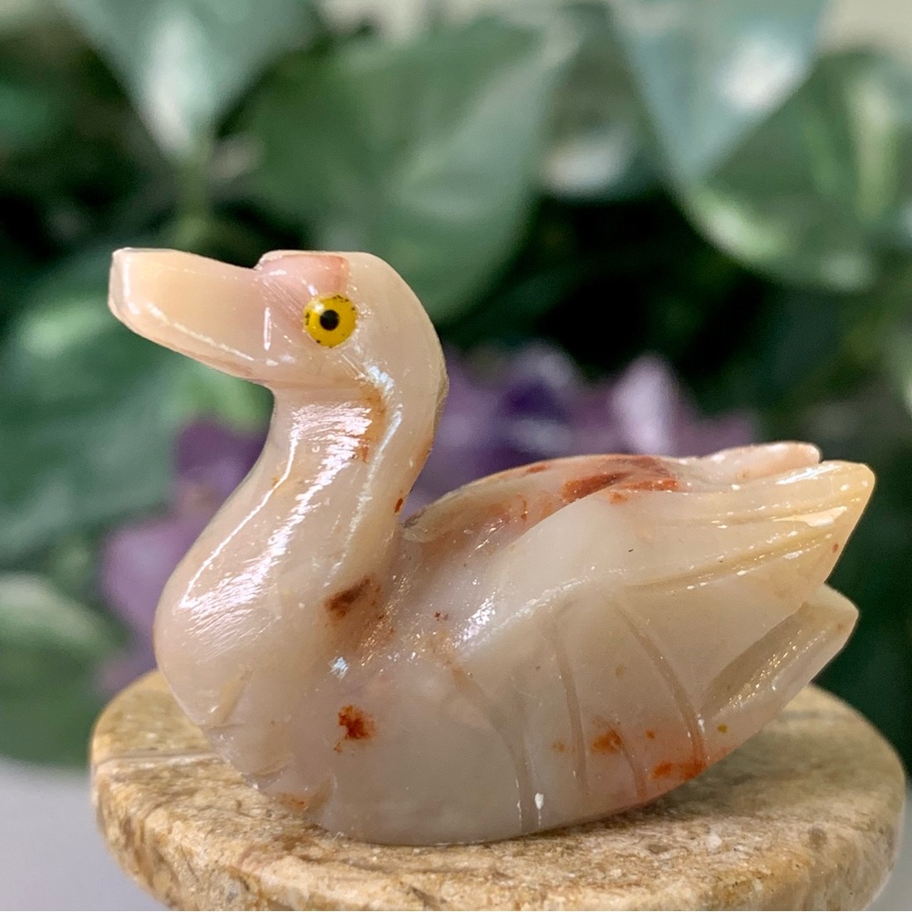 Gemstone Carved Carnelian Agate Duck Figurine Crystal Bird Rock Sculpture 1.5" - Picture 5 of 14